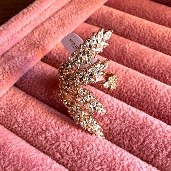 Statement Gold-Tone Champagne CZ Leaf Wrap Cocktail Ring By Park Lane Jewelry - Picture 5 of 10